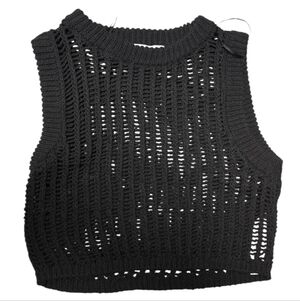 Zara Black Open-Knit Tank Top